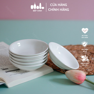 Chén chấm và dĩa chấm trắng trơn - Sứ Minh Châu
