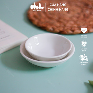 Chén chấm và dĩa chấm trắng trơn - Sứ Minh Châu