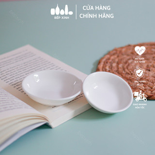 Chén chấm và dĩa chấm trắng trơn - Sứ Minh Châu