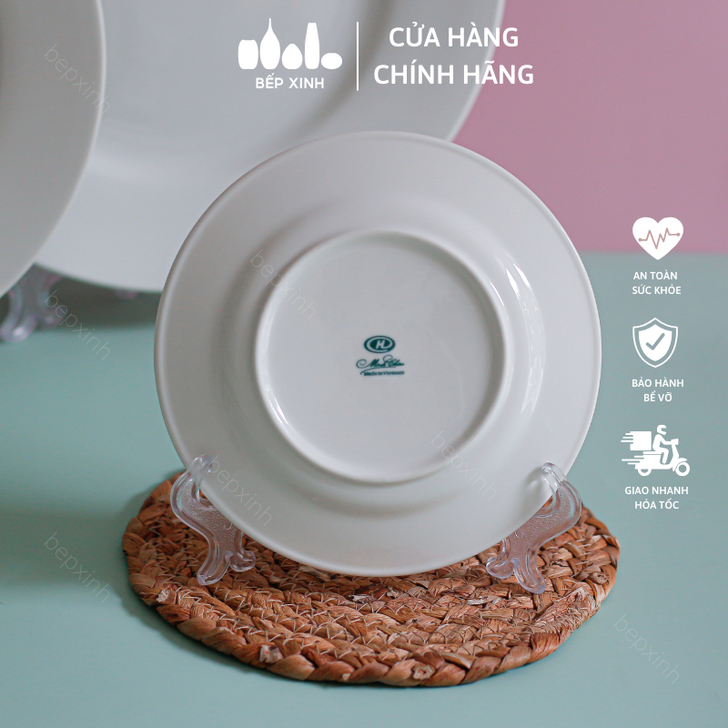 Dĩa tròn cạn trắng trơn - Sứ Minh Châu