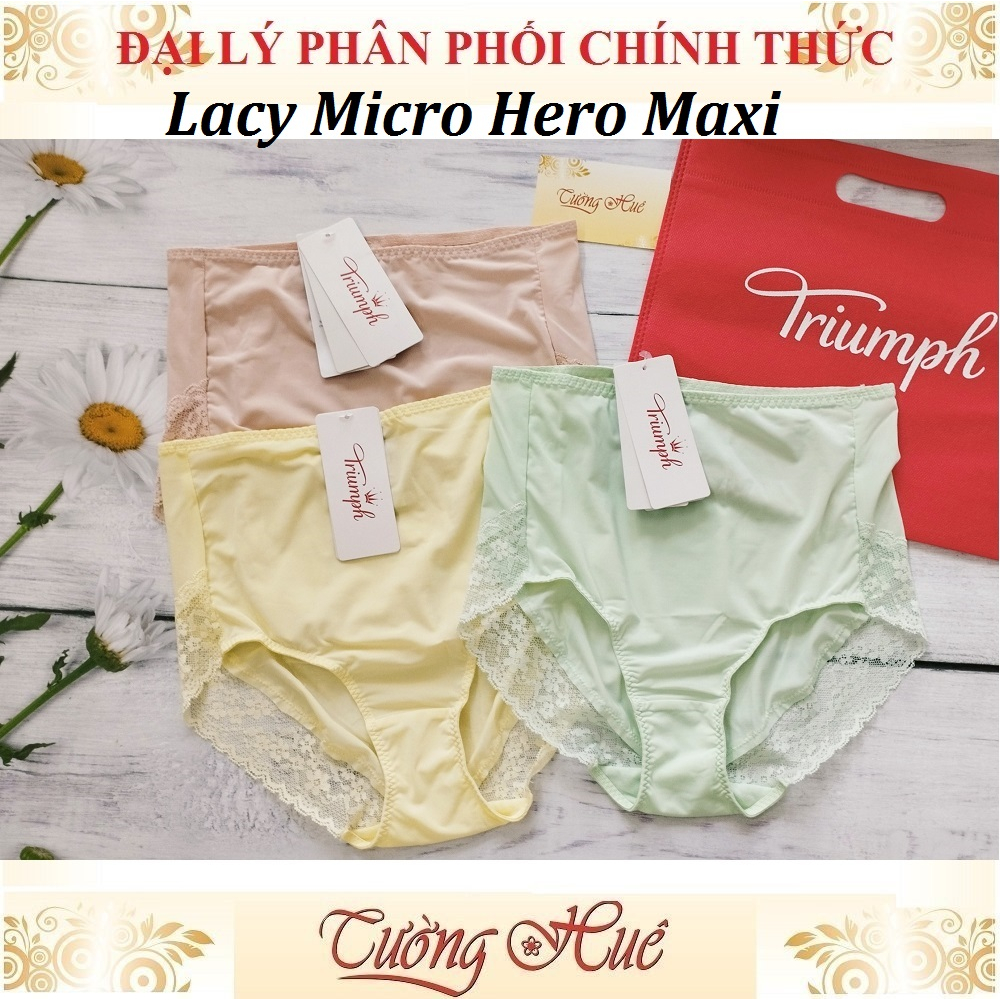 Quần lót nữ Triumph Lacy Micro Hero Maxi Trơn Phối Ren Lưng Cao.