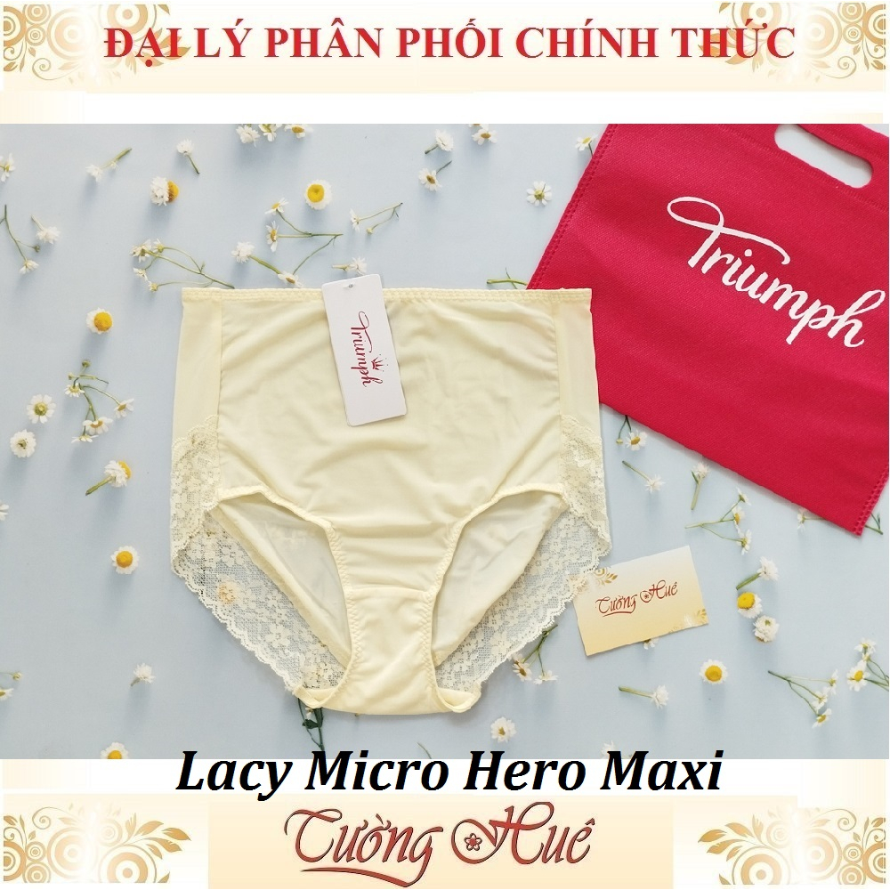 Quần lót nữ Triumph Lacy Micro Hero Maxi Trơn Phối Ren Lưng Cao.