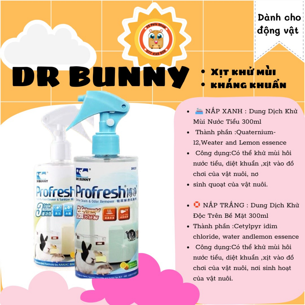 chai xịt diệt khuẩn và khử mùi Dr Bunny dành cho hamster /sóc /thỏ /bỏ