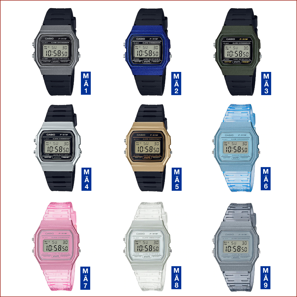 Đồng hồ unisex dây nhựa Casio chính hãng F-91 Series