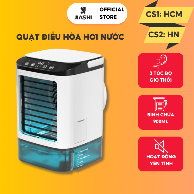 Quạt điều hòa hơi nước mini JIASHI máy lạnh mini để bàn 3 tốc độ gió thổi phun sương kép tiết kiệm điện QDH01