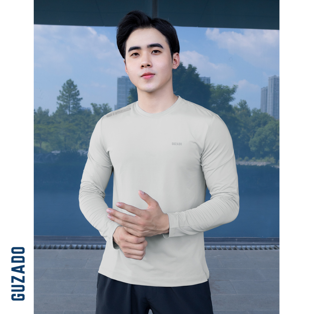 Áo sweater nam Guzado Vải Heattech Thể Thao Giữ Ấm Tốt,Co Giãn 4 Chiều Cao Cấp,Thoải Mái GTD01