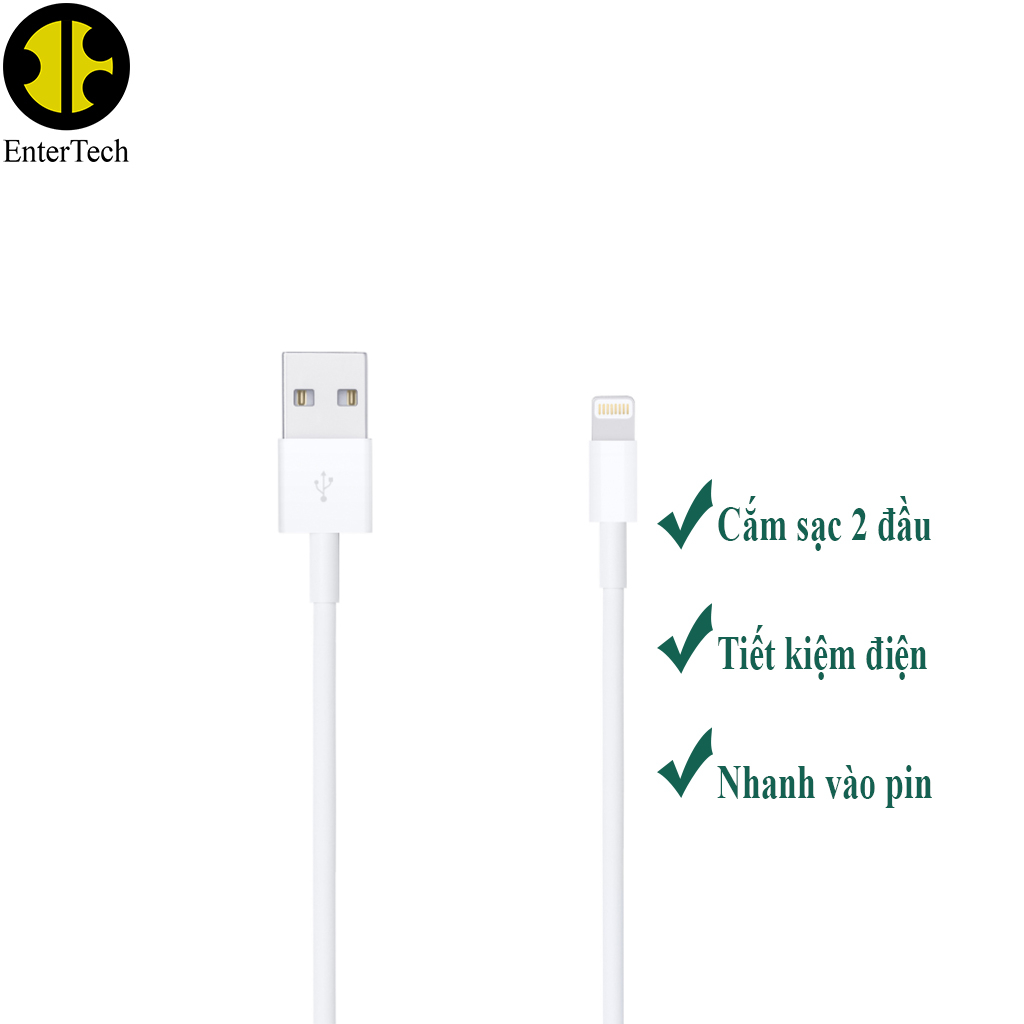 Dây sạc dùng cho ĐT 6G/ 6S/ 6 Plus/ 6S Plus đến 14 Promax…chính hãng EnterTech.