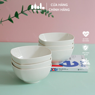 Bộ chén cơm vuông kiểu hàn trắng trơn - sứ minh châu - sn1436b