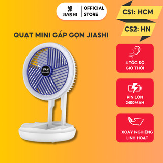 Quạt mini gấp gọn JIASHI tích điện để bàn kết hợp đèn ngủ 4 tốc độ gió dung lượng 2400mAh QMN05