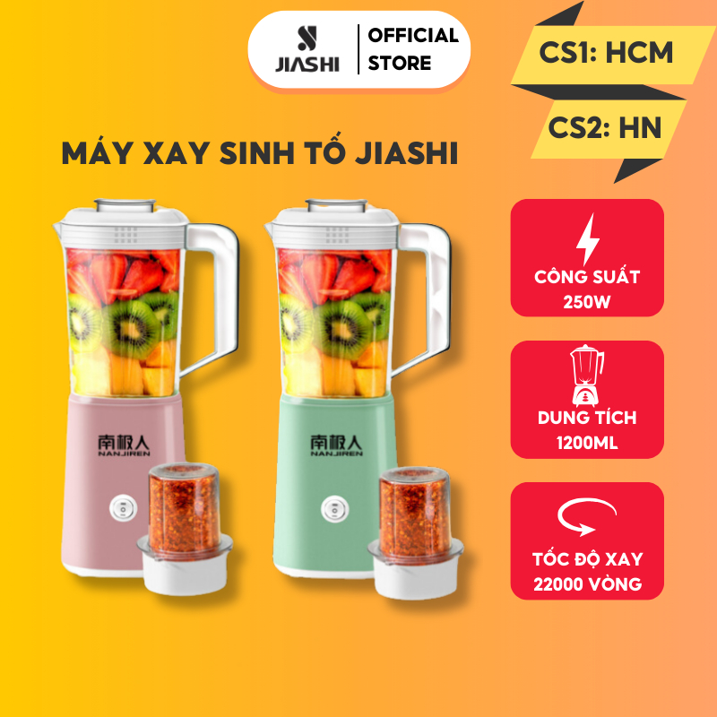 Máy xay đa năng JIASHI máy xay sinh tố, thực phẩm dung tích 1200ml 2 cối xay kèm lưới lọc tiện lợi MXS03