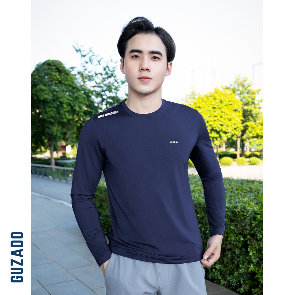 Áo sweater nam Guzado Vải Heattech Thể Thao Giữ Ấm Tốt,Co Giãn 4 Chiều Cao Cấp,Thoải Mái GTD01