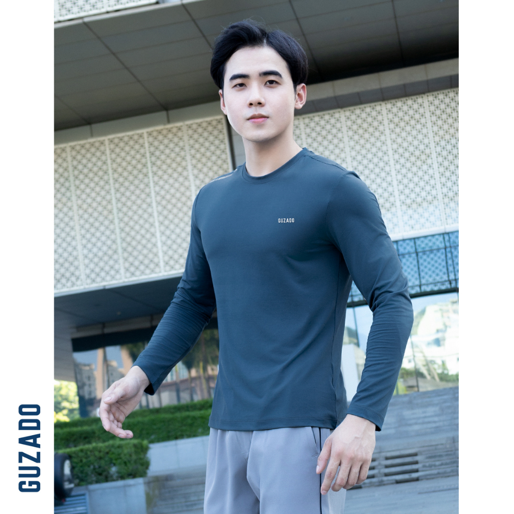 Áo sweater nam Guzado Vải Heattech Thể Thao Giữ Ấm Tốt,Co Giãn 4 Chiều Cao Cấp,Thoải Mái GTD01