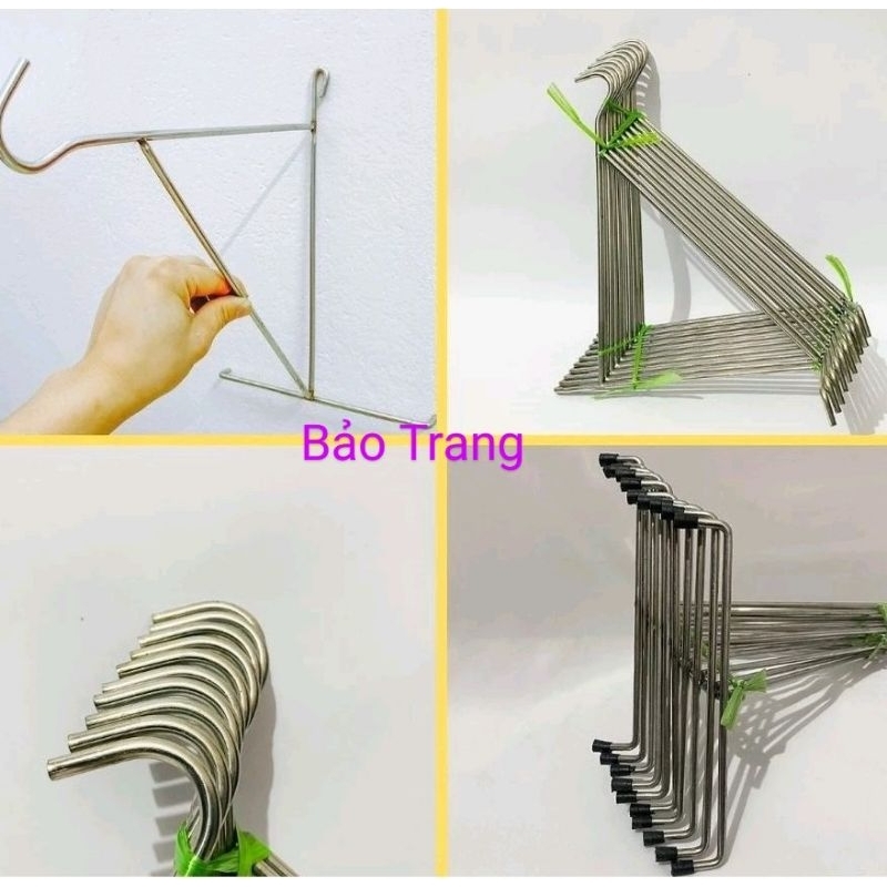 Móc treo lồng chim gắn tường Bảo Trang móc treo inox chữ A bền, đẹp, chắc chắn có nút cao su