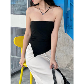 Mì - áo cúp ngực lệch tà - slit tube top
