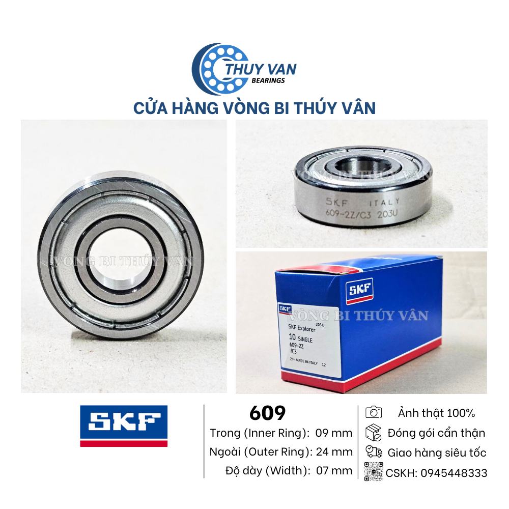 Vòng bi bạc đạn 604 605 606 607 608 609 623 624 625 626 627 628 629 634 636 637 638 639 hãng SKF
