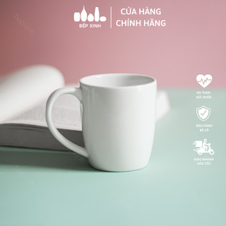 Ly nước trắng trơn có quai 260ml - sứ minh châu - cn04