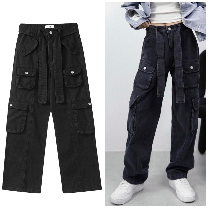 Quần Jean Denim Túi Hộp Cargo Pant Unisex Nam Nữ Chính Hãng FiveM Clothing