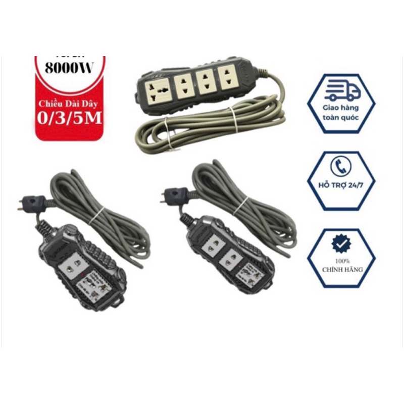 Ổ điện Vinakip chịu tải 8000W, đế đúc sứ chống cháy vỡ, nhíp đồng, phù hợp các loại phích cắm - Cao Minh Shop