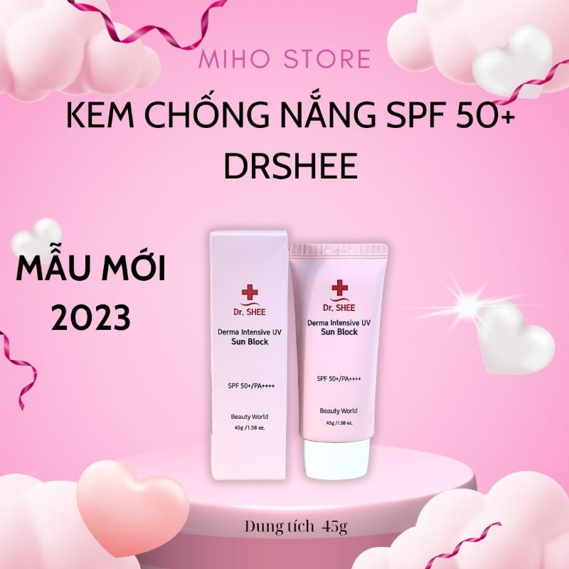 Kem chống nắng Drshee Derma Intensive UV Sun Block Dr.shee SPF50+ 45ML chống nắng nâng tone, bảo vệ da cho mọi loại da