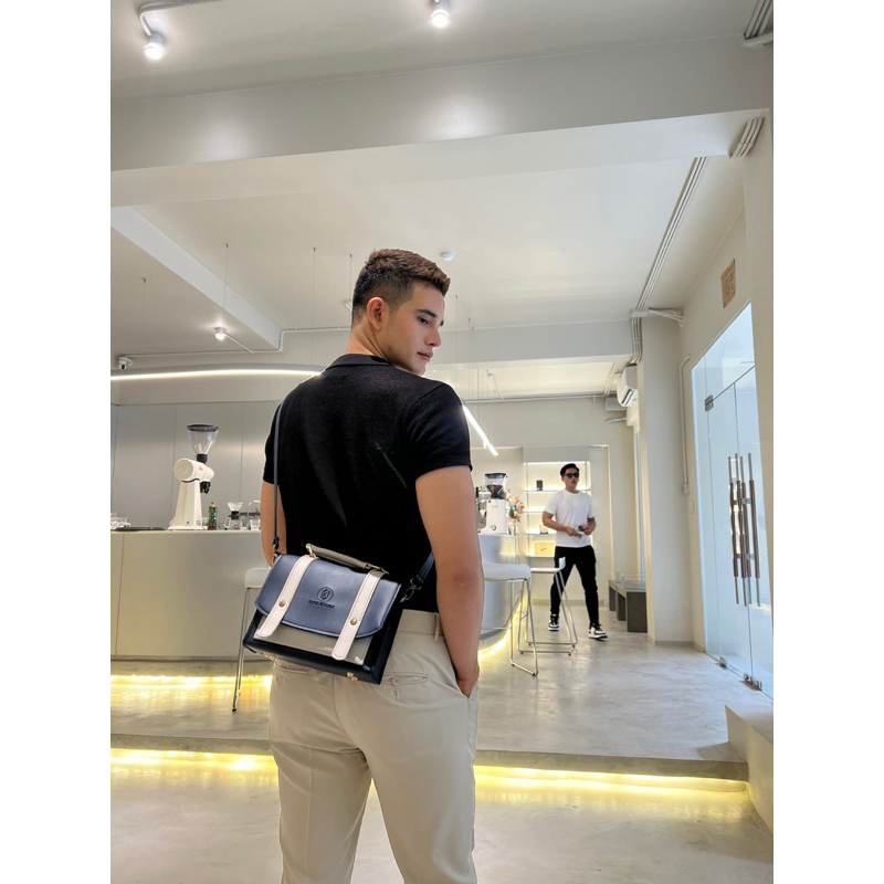 KHÔISTORE Cặp đeo chéo unisex 𝐓𝐚𝐛𝐢 có quai xách xanh navy xám size 25cm thiết kế thủ công tặng ví mini