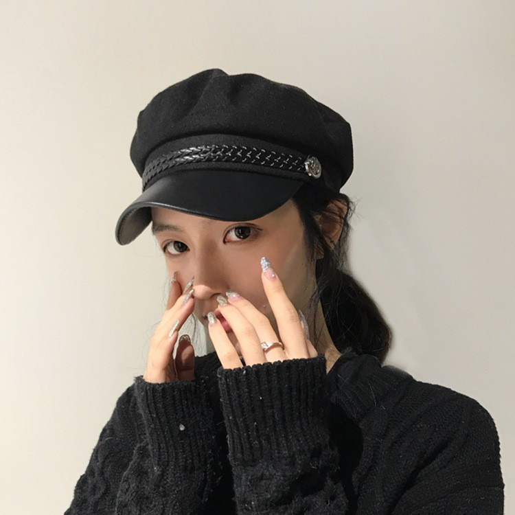 Mũ Beret Phong Cách Thủy Thủ Cá Tính Cho Nữ, Mũ Nồi Thời Trang Có Dây Chỉnh Size Mũ