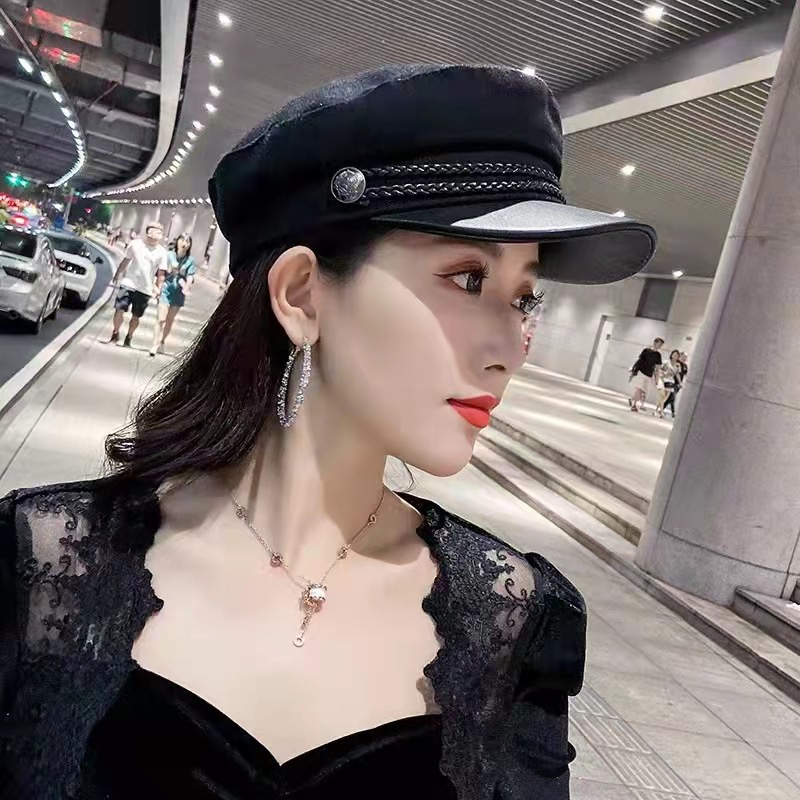 Mũ Beret Phong Cách Thủy Thủ Cá Tính Cho Nữ, Mũ Nồi Thời Trang Có Dây Chỉnh Size Mũ