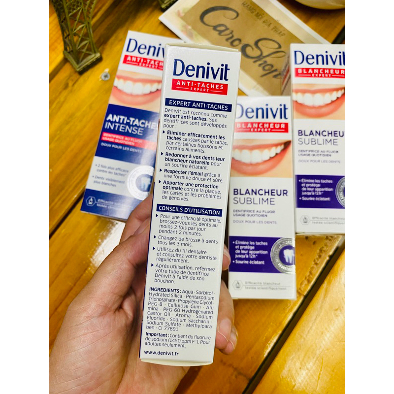 Kem đánh răng Denivit Anti Taches và Blancheur Siêu trắng Nội địa Pháp