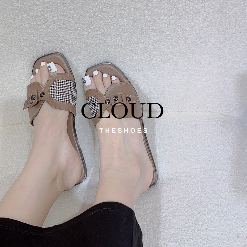 Dép bệt mũi vuông quai phối