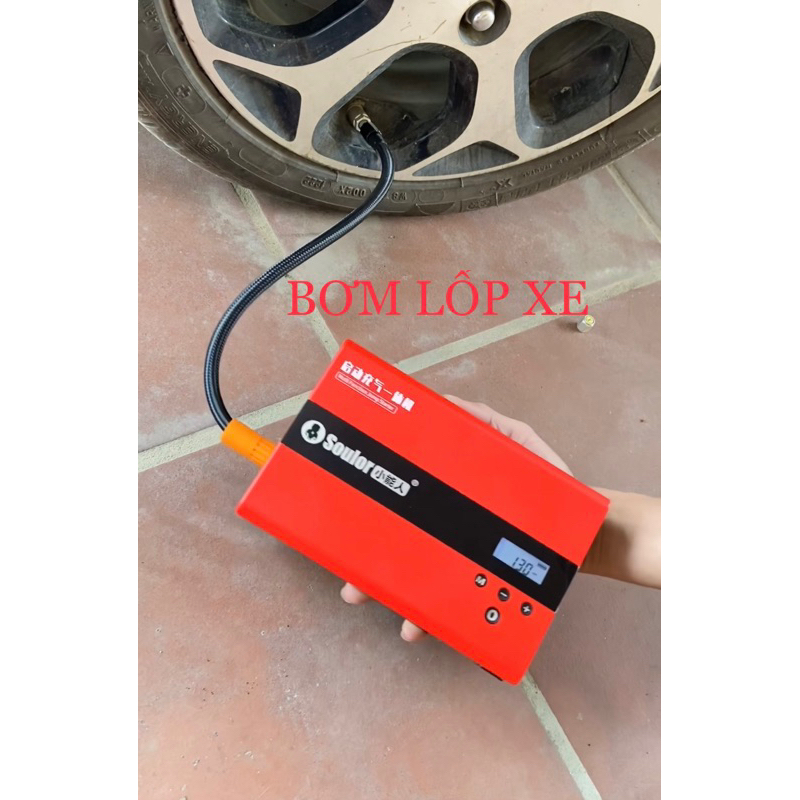 Kích bình ắc quy Kèm bơm lốp ô tô, xe máy SOULOR. Có đèn pin và sạc dự phòng dung lượng 79800mah- 149800mah. BH 12 tháng