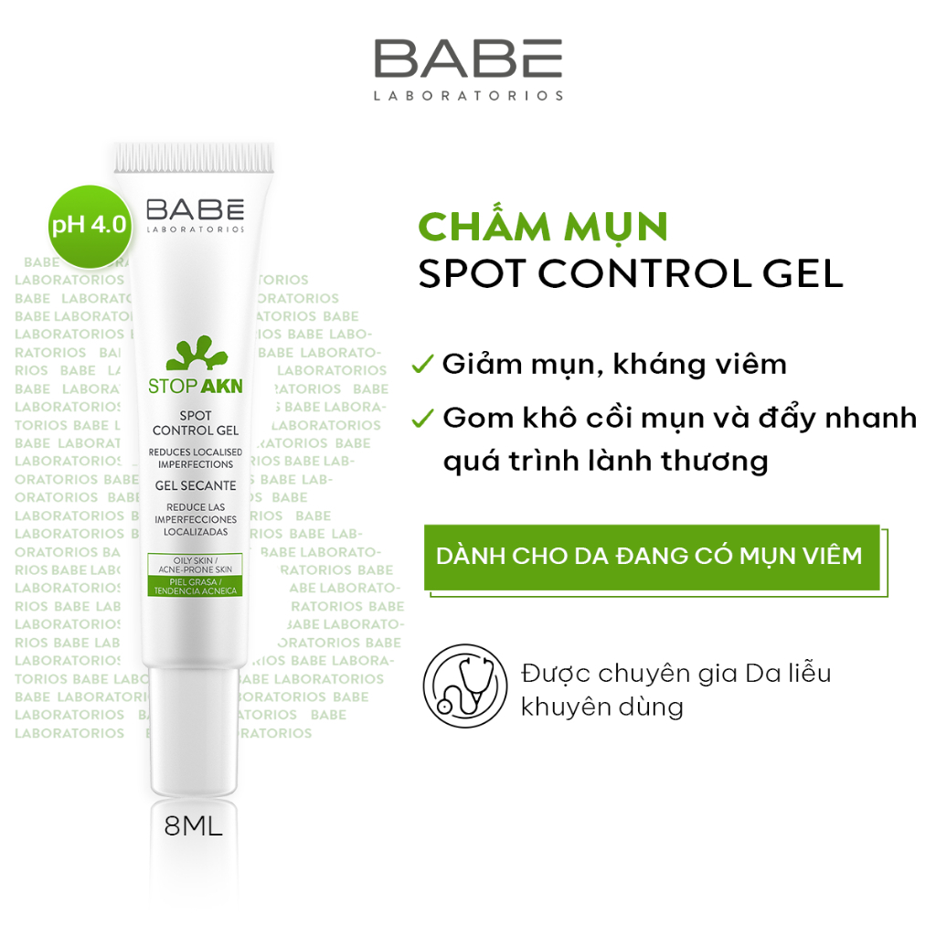 Gel chấm mụn BABE STOP AKN Spot Control Gel 8ml