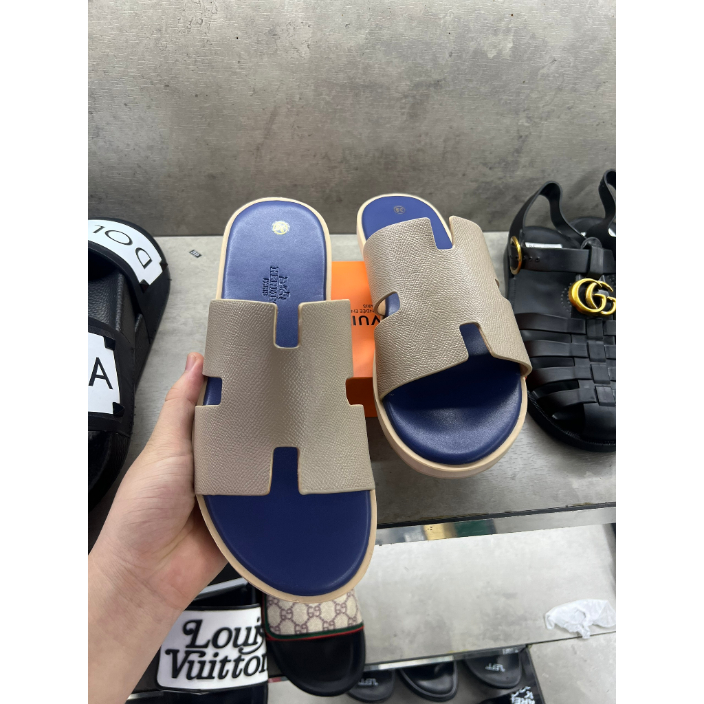 Dép Hm Nam Hàng Cao Cấp Dép Quai Ngang Hm Da Sịn Đế Gỗ Chống Trơn Trợt Hàng HOT 2023