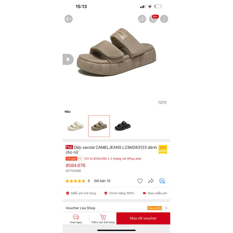 Pass dép Camejeans size 39