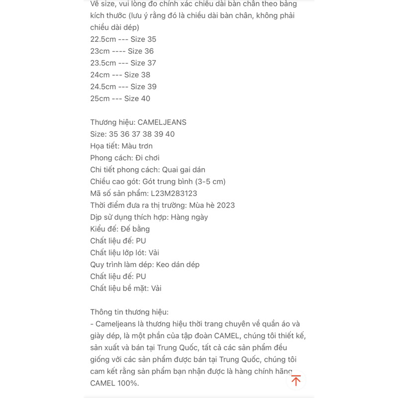 Pass dép Camejeans size 39