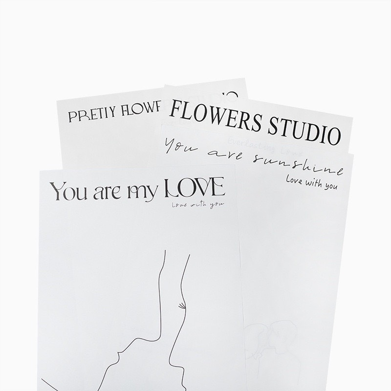 Tập 20 giấy gói hoa chữ LOVE studio khổ 30*40cm