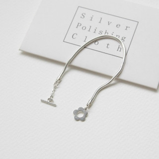 Lắc tay bạc mì trơn mix flower s925 The Mind