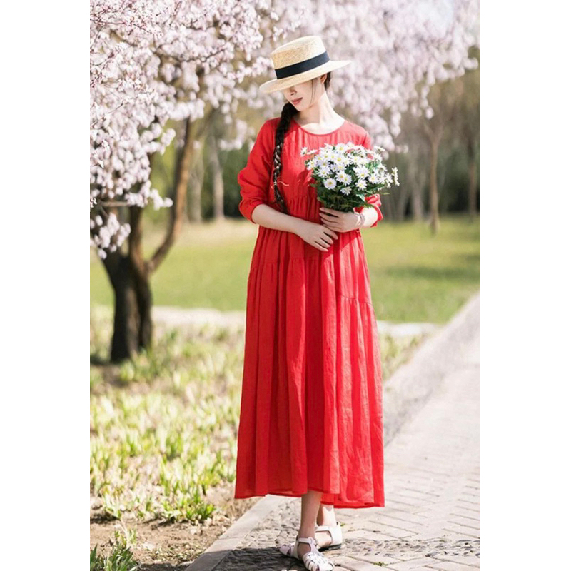 Thanh lý pass váy HM auth chính hãng new 99% đỏ tươi vải tơ óng ánh size S