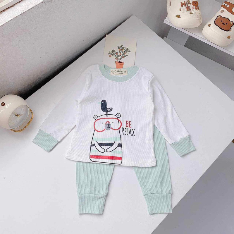 Bộ quần áo gân tăm pekapoo xịn đẹp cho bé sale lẻ size