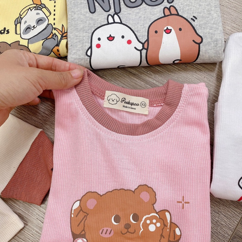 Bộ quần áo gân tăm pekapoo xịn đẹp cho bé sale lẻ size
