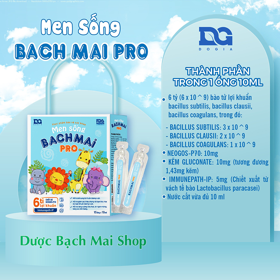 Men sống bạch mai Pro Men vi sinh cho bé tiêu chảy Táo bón Rối loạn tiêu hóa với 6 tỷ lợi khuẩn Chính hãng Đỗ Gia