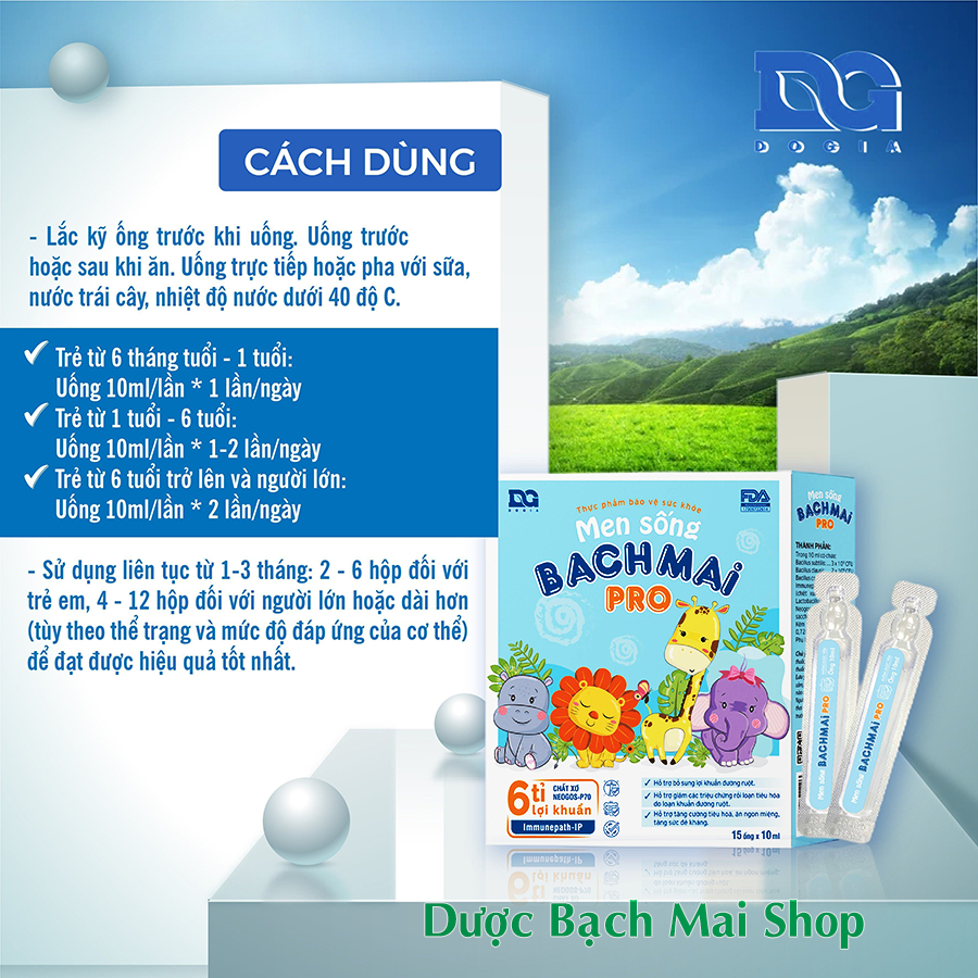 Men sống bạch mai Pro Men vi sinh cho bé tiêu chảy Táo bón Rối loạn tiêu hóa với 6 tỷ lợi khuẩn Chính hãng Đỗ Gia