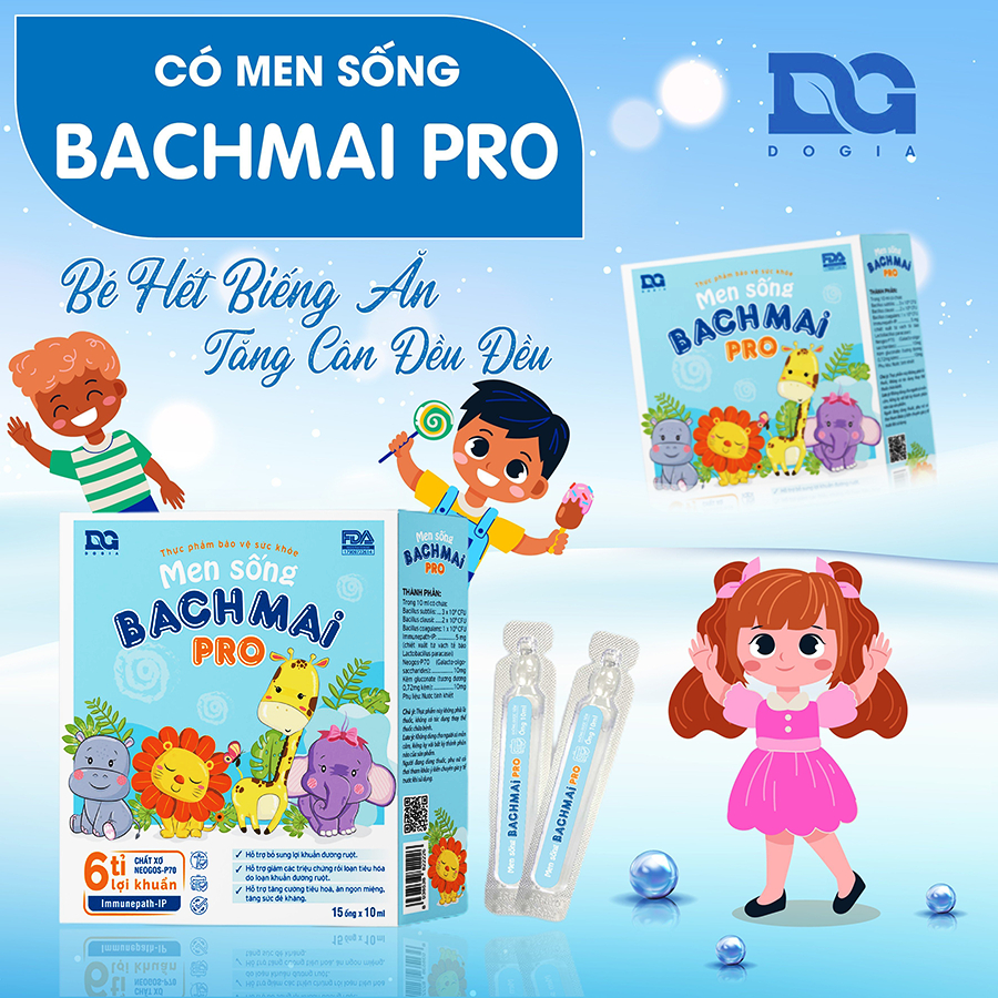 Men sống bạch mai Pro Men vi sinh cho bé tiêu chảy Táo bón Rối loạn tiêu hóa với 6 tỷ lợi khuẩn Chính hãng Đỗ Gia