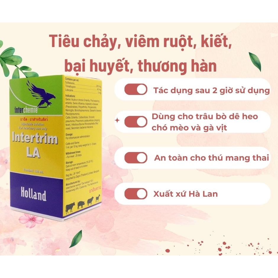 Intertrim LA dùng cho heo bò dê cừu chó mèo gia cầm gà đá
