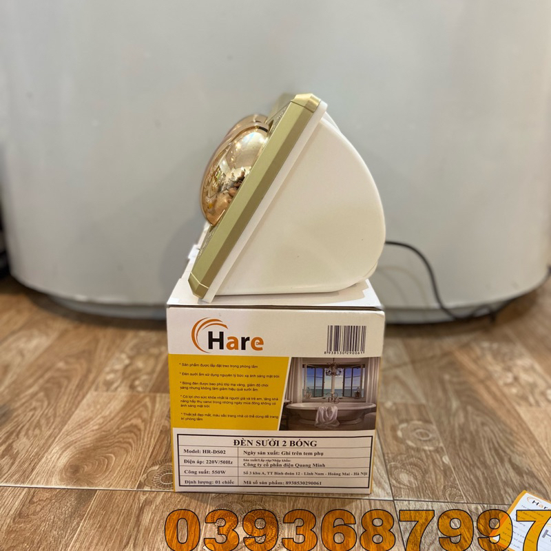 🥰Đèn Sưởi Nhà Tắm 2-3 Bóng Hare Làm Ấm Nhanh-Không Gây Khô Da-Công Suất 550w-825w Bảo hành 36 Tháng