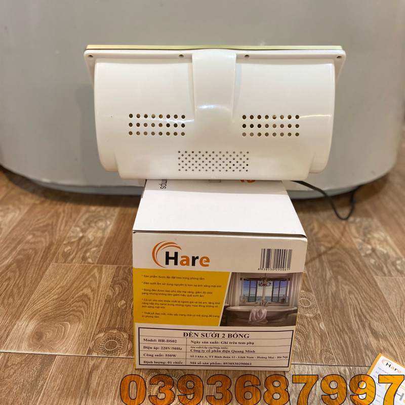 🥰Đèn Sưởi Nhà Tắm 2-3 Bóng Hare Làm Ấm Nhanh-Không Gây Khô Da-Công Suất 550w-825w Bảo hành 36 Tháng
