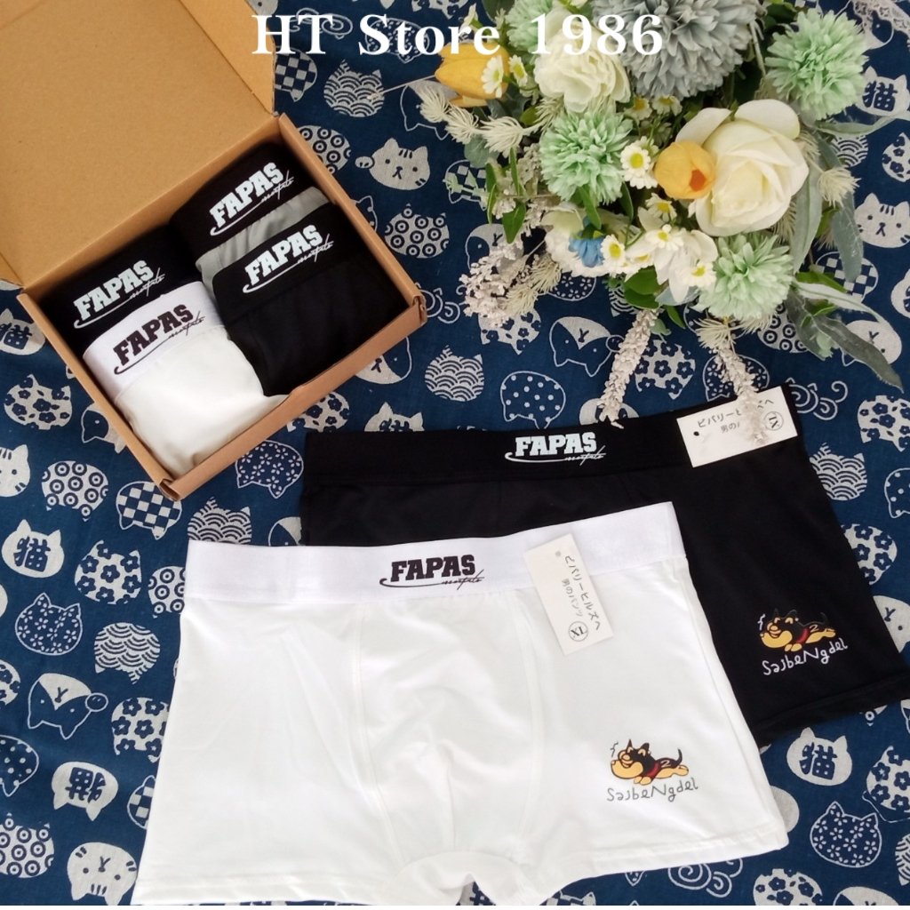 Quần sịp nam Fapas cao cấp chất thun lạnh, quần lót nam co giãn 4 chiều, combo 4 sịp nam, HT Store 1986