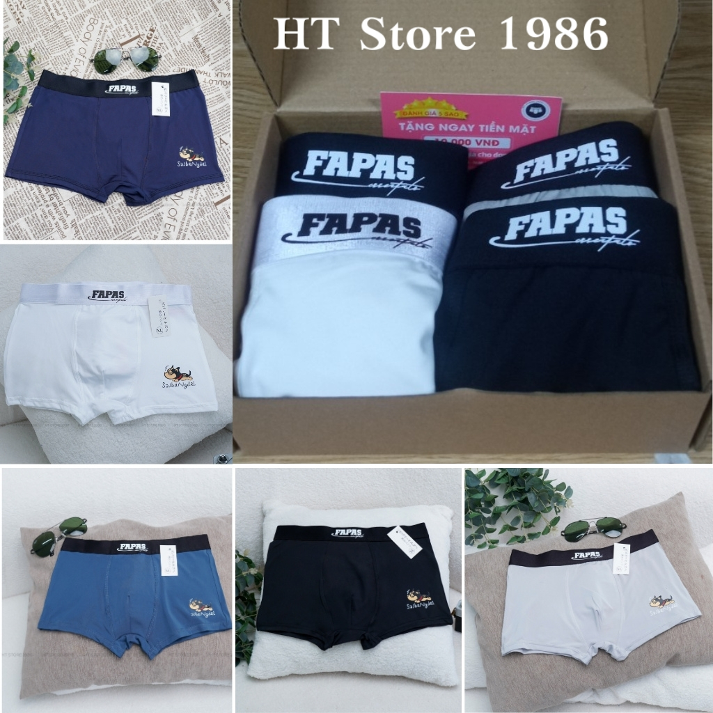 Quần sịp nam Fapas cao cấp chất thun lạnh, quần lót nam co giãn 4 chiều, combo 4 sịp nam, HT Store 1986