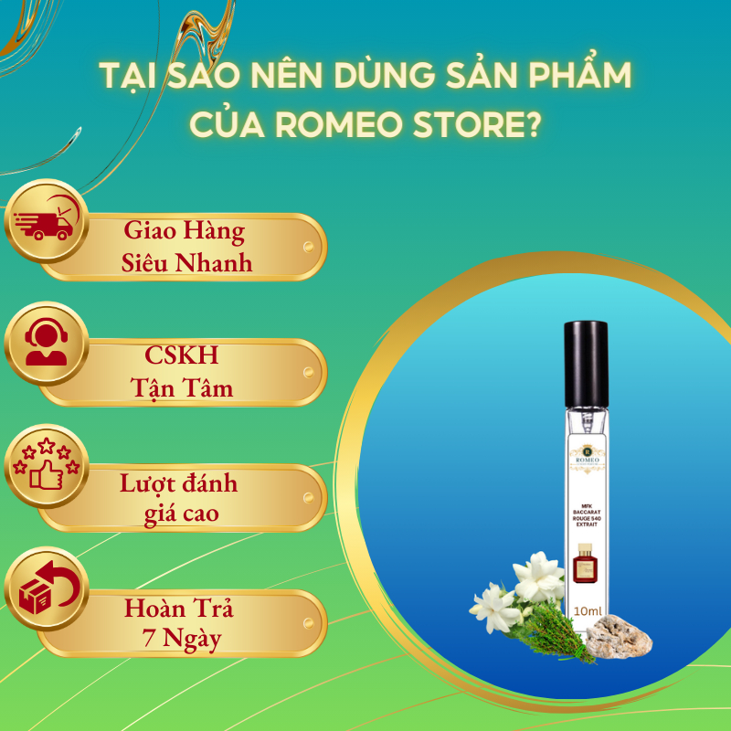 Nước hoa nữ maison mfk Baccarat Rouge 540 EDP chiết 10m lưu hương lâu.lôi cuốn.hấp dẫn- Romeo Official