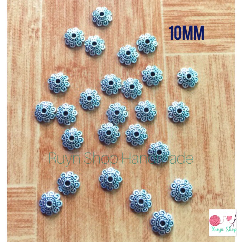 50 đế chặn hạt/bọc hạt hoạ tiết hoa văn 10mm