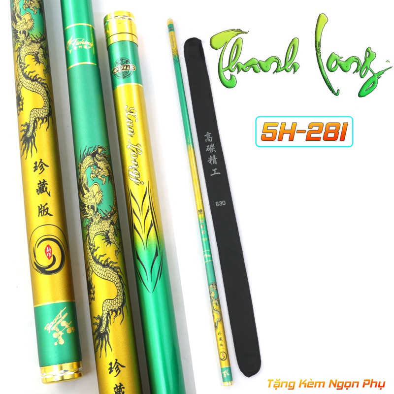 Cần câu tay thanh long 5h tặng túi vải ngọn phao trục lươi