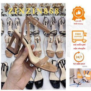 Sandal nữ gót vuông 7cm, Dép quai hậu nữ cao gót đi êm, chắc chân( hậu gót lỗ)